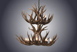 12 Light Double Tiered Mule Deer Antler Chandelier (SKU-70)