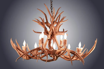 10 Light Oblong Inverted Mule Deer Antler Chandelier (SKU-77)