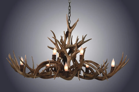 8 Light Small Oblong Inverted Mule Deer Antler Chandelier (SKU-77S)