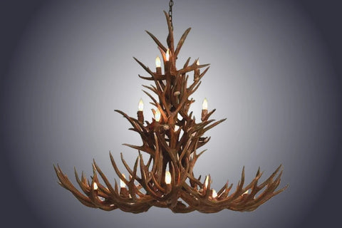 16 Light XXL Cascade Mule Deer Antler Chandelier (SKU-80XXL)