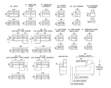 Eleanor Rigby Montecarlo Sectional (Chaise + Armless Loveseat + Chair & 1/2)