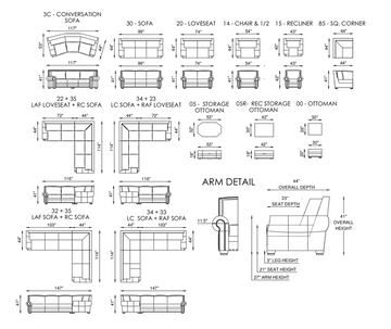 Eleanor Rigby Bethesda Sectional (Loveseat + Corner Sofa)