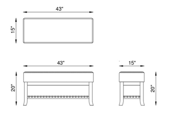 Eleanor Rigby Nashville 0A Bench Ottoman