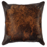 Leather Hair on Hide - Pillow 16"x16" - Leather Back