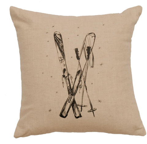 Linen Image - Pillow 16"x16" - Ski's - Natural