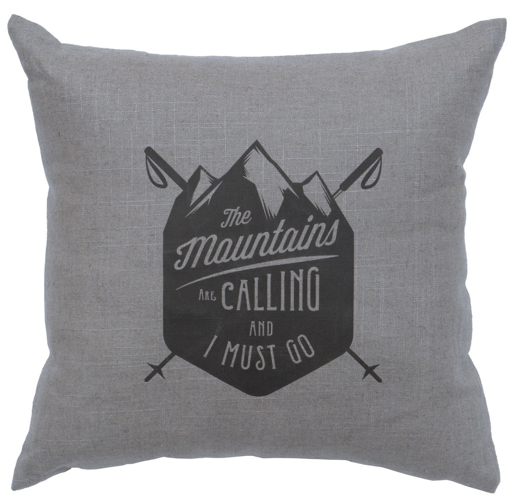 Linen Image - Pillow 16"x16" - Mtns are Calling - Gray