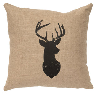 Linen Image - Pillow 16"x16" - Deer Head Silhouette - Natural