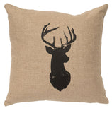 Linen Image - Pillow 16"x16" - Deer Head Silhouette - Natural