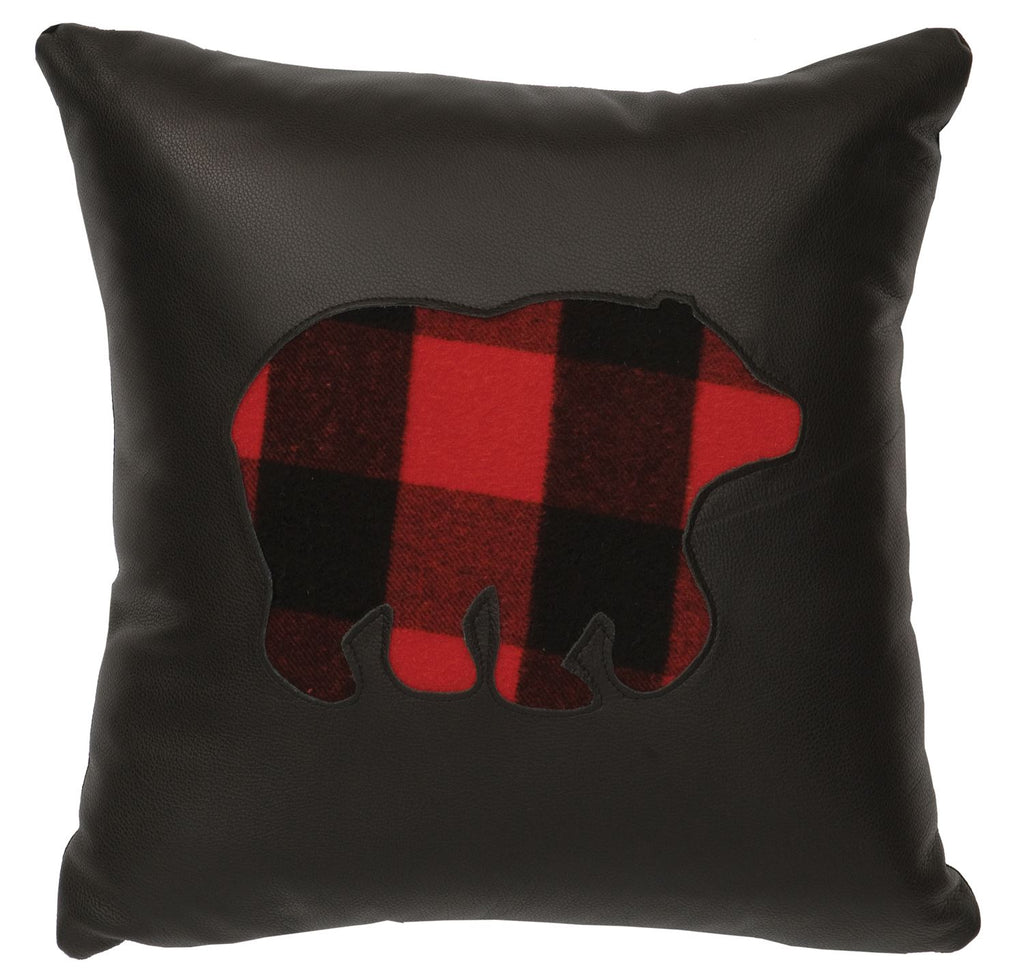 Leather - Pillow 18"x18" - Fabric Back-Bear