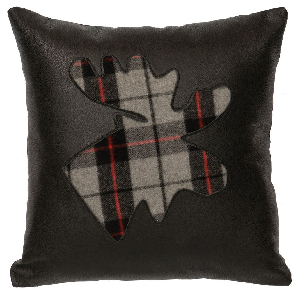 Leather - Pillow 18"x18" - Leather Back-Moose