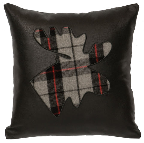 Leather - Pillow 18"x18" - Fabric Back-Moose