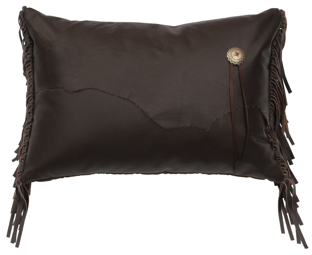 Leather Pillow - Pillow 12"x18" - Fabric Back