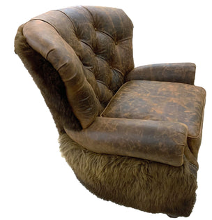 Yellowstone Buffalo Curved Tufted Chair