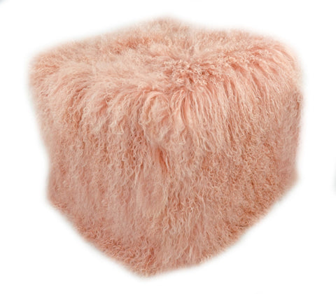 Tibetan Square 18" Pouf Ottoman Blush