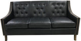 Contemporary Tufted Black Leather Sofa
