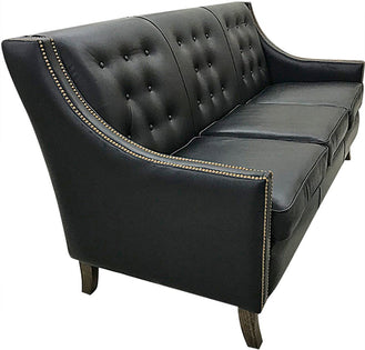Contemporary Tufted Black Leather Sofa