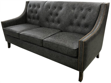 Contemporary Tufted Black Leather Sofa