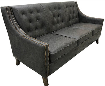 Contemporary Tufted Black Leather Sofa