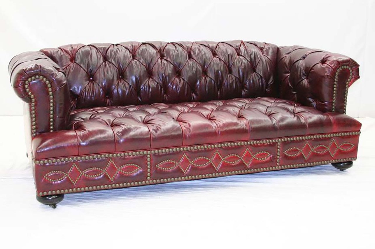 Classic Tufted Red Leather Sofa - Old Hickory Tannery