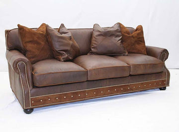 Desert Leather Sofa with Pillows - Old Hickory Tannery
